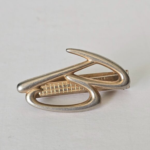 Vintage Swank Tie Clip Letter B Initials Monogram Metallic Retro MCM 1.5 inch - Picture 3 of 7